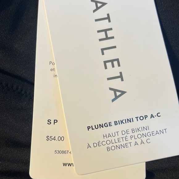 NWT-Athleta Black Plunge Bikini Top A-C Small - Picture 4 of 5